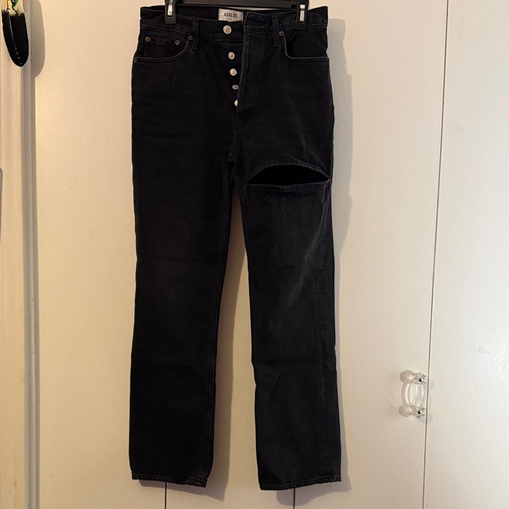 Agolde Black High-Rise Jeans with Branded Waist Label